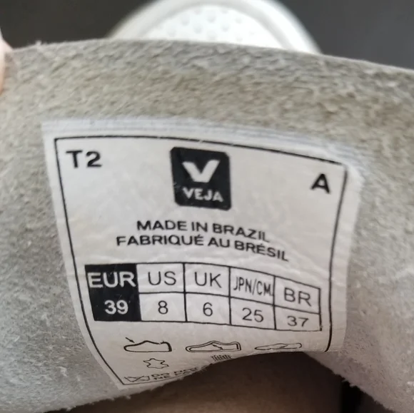 Veja Leather V-10 Sneakers Woman White N Orange Logo Sz 8 - Picture 11 of 14